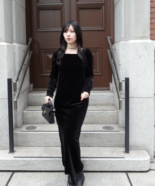 velour ribbon one-piece（ベロアリボンワンピース）（ワンピース