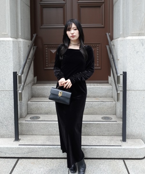 velour ribbon one-piece（ベロアリボンワンピース）（ワンピース