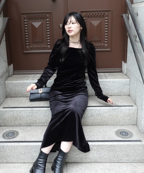 velour ribbon one-piece（ベロアリボンワンピース）（ワンピース