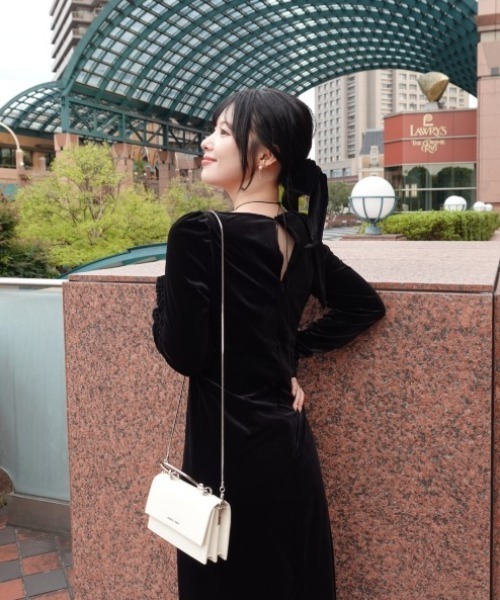 velour ribbon one-piece（ベロアリボンワンピース）（ワンピース