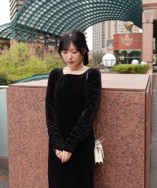 velour ribbon one-piece（ベロアリボンワンピース）（ワンピース