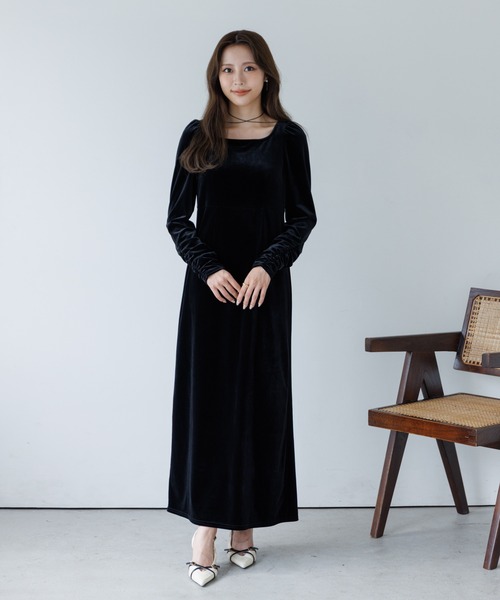 velour ribbon one-piece（ベロアリボンワンピース）（ワンピース