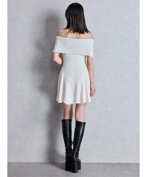 GYDA（ジェイダ）の「ラメオフショルリボンハーフスリーブニットワンピース（ワンピース・レディース・オフホワイト/ブラック・FREE）」の7枚目の写真
