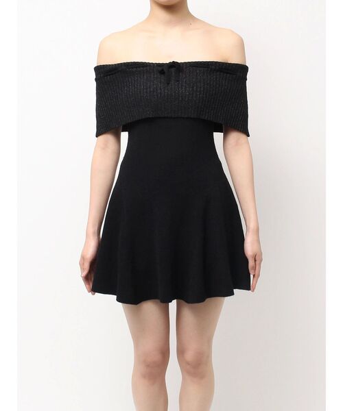 GYDA（ジェイダ）の「ラメオフショルリボンハーフスリーブニットワンピース（ワンピース・レディース・オフホワイト/ブラック・FREE）」の8枚目の写真