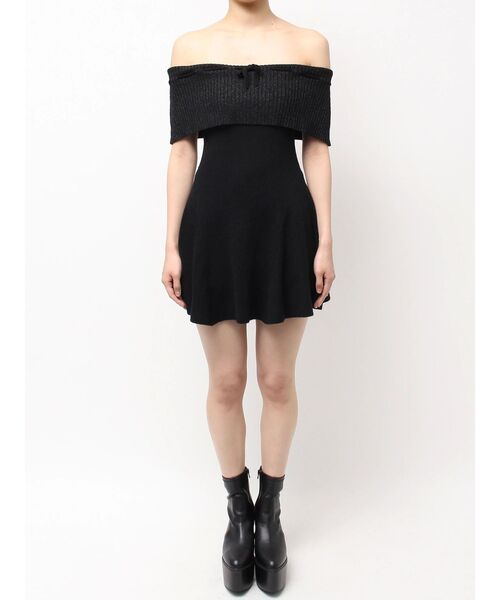 GYDA（ジェイダ）の「ラメオフショルリボンハーフスリーブニットワンピース（ワンピース・レディース・オフホワイト/ブラック・FREE）」の15枚目の写真