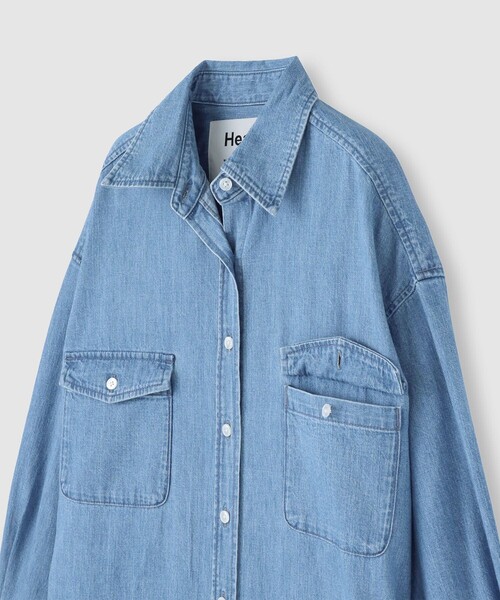 Healthy denim（ヘルシーデニム）の「【HEALTHY(ヘルシー)】 ONION SHIRT ONEPIECE（シャツワンピース・レディース・ライトブルー・1）」の3枚目の写真