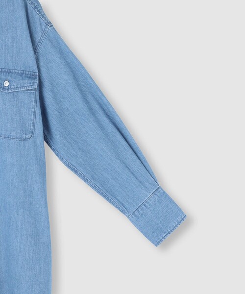 Healthy denim（ヘルシーデニム）の「【HEALTHY(ヘルシー)】 ONION SHIRT ONEPIECE（シャツワンピース・レディース・ライトブルー・1）」の4枚目の写真
