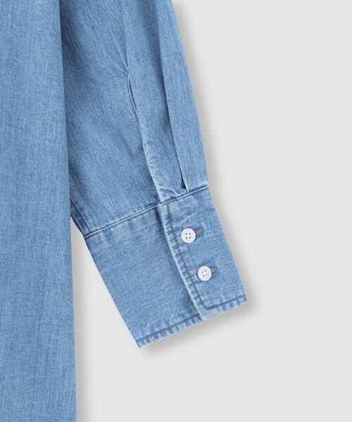 Healthy denim（ヘルシーデニム）の「【HEALTHY(ヘルシー)】 ONION SHIRT ONEPIECE（シャツワンピース・レディース・ライトブルー・1）」の5枚目の写真