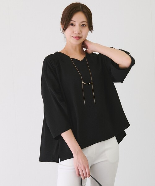 Jayro(ジャイロ)の「麻ライクギャザースリーブブラウス(シャツ/ブラウス・レディース・ブルー/グリーン/ブラック・38)」の5枚目の写真