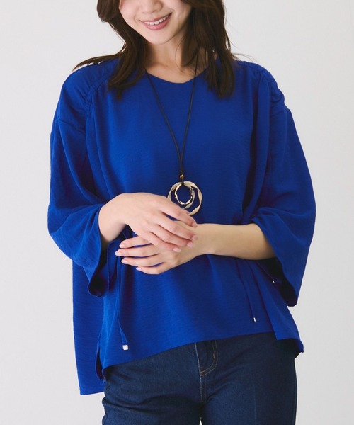 Jayro(ジャイロ)の「麻ライクギャザースリーブブラウス(シャツ/ブラウス・レディース・ブルー/グリーン/ブラック・38)」の3枚目の写真