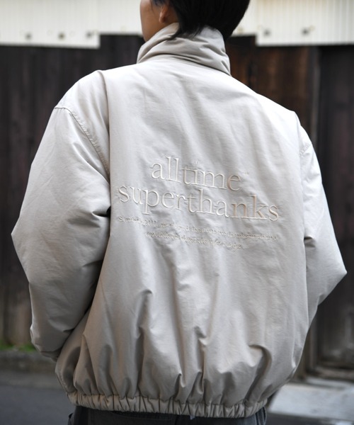 SUPERTHANKS（スーパーサンクス）の「Wファスナージャケットブルゾン(コットンナイロン)Zip-up Padded Short Jacket（ブルゾン・メンズ・ブラック/グレイッシュベージュ/チャコールグレー・L/M/S）」の3枚目の写真