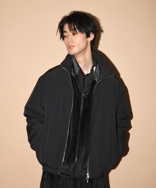 SUPERTHANKS（スーパーサンクス）の「Wファスナージャケットブルゾン(コットンナイロン)Zip-up Padded Short Jacket（ブルゾン・メンズ・ブラック/グレイッシュベージュ/チャコールグレー・L/M/S）」の11枚目の写真