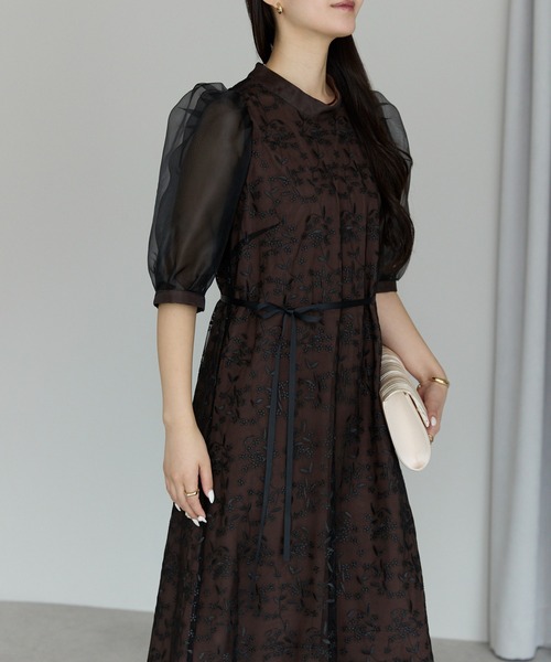 PREFERIR（プレフェリール）の「シアースリープ 結婚式 パーティーボタニカル レースドレス（ドレス・レディース・グレー/ブラウン・MEDIUM/LARGE）」の15枚目の写真