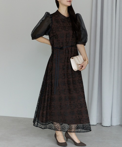 PREFERIR(プレフェリール)の「【結婚式・お呼ばれ】花柄レース Aライン ロングドレス(S,M,L,XL)(ドレス・レディース・グレー/ブラウン・MEDIUM/LARGE/X-LARGE/SMALL)」の17枚目の写真