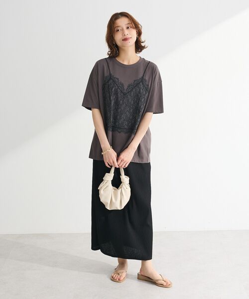 Sugar spoon（シュガースプーン）の「・SUGAR SPOON トロンプルイユTEE（Tシャツ/カットソー・レディース・オフホワイト/チャコールグレー/レッド・FREE）」の5枚目の写真