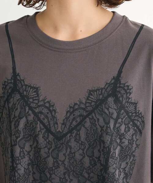 Sugar spoon（シュガースプーン）の「・SUGAR SPOON トロンプルイユTEE（Tシャツ/カットソー・レディース・オフホワイト/チャコールグレー/レッド・FREE）」の11枚目の写真