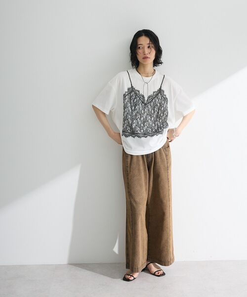 Sugar spoon（シュガースプーン）の「・SUGAR SPOON トロンプルイユTEE（Tシャツ/カットソー・レディース・オフホワイト/チャコールグレー/レッド・FREE）」の13枚目の写真