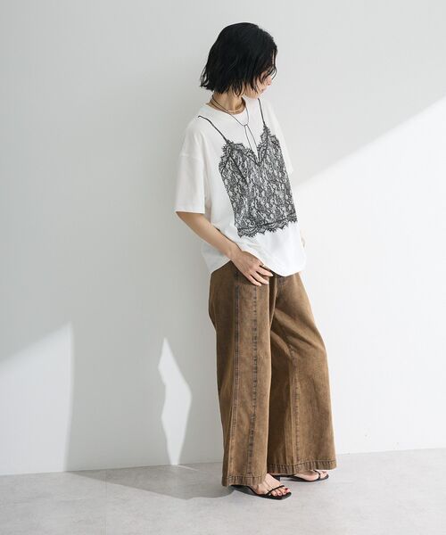 Sugar spoon（シュガースプーン）の「・SUGAR SPOON トロンプルイユTEE（Tシャツ/カットソー・レディース・オフホワイト/チャコールグレー/レッド・FREE）」の14枚目の写真