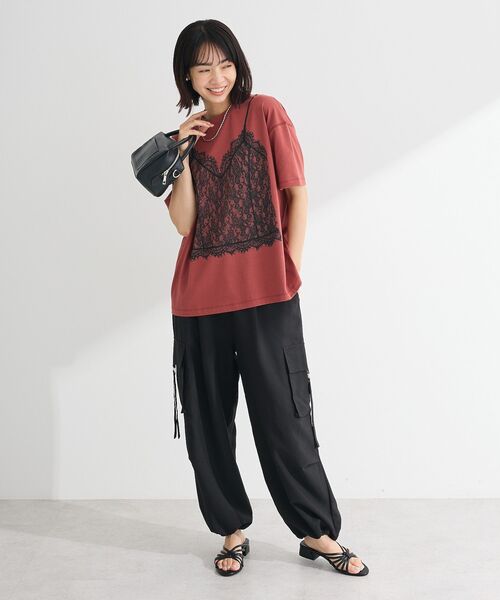 Sugar spoon（シュガースプーン）の「・SUGAR SPOON トロンプルイユTEE（Tシャツ/カットソー・レディース・オフホワイト/チャコールグレー/レッド・FREE）」の17枚目の写真