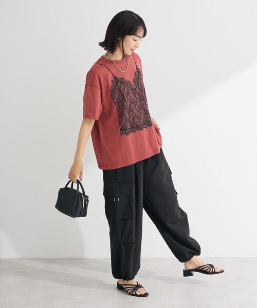 Sugar spoon（シュガースプーン）の「・SUGAR SPOON トロンプルイユTEE（Tシャツ/カットソー・レディース・オフホワイト/チャコールグレー/レッド・FREE）」の18枚目の写真