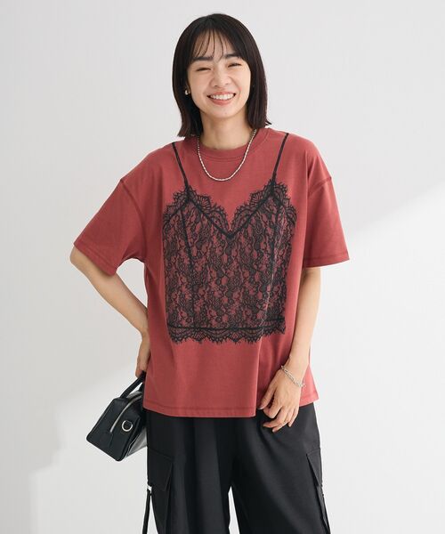 Sugar spoon（シュガースプーン）の「・SUGAR SPOON トロンプルイユTEE（Tシャツ/カットソー・レディース・オフホワイト/チャコールグレー/レッド・FREE）」の20枚目の写真