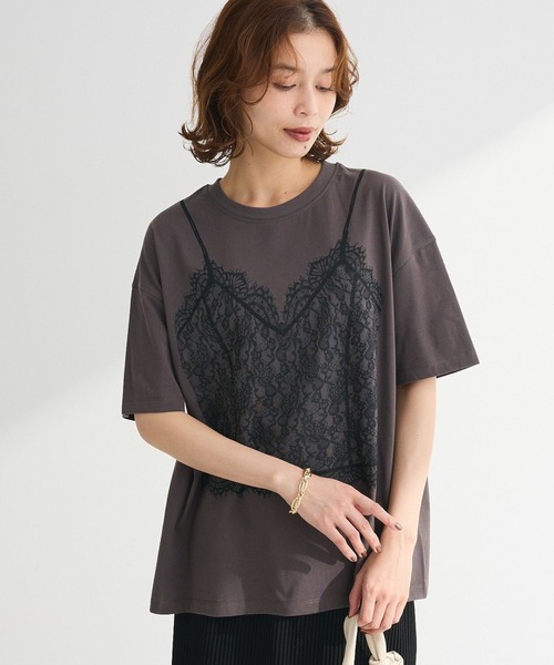 Sugar spoon（シュガースプーン）の「・SUGAR SPOON トロンプルイユTEE（Tシャツ/カットソー・レディース・オフホワイト/チャコールグレー/レッド・FREE）」の2枚目の写真