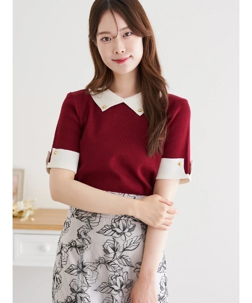 【Maui】RECTOレクト　赤ニット　トップス　半袖 Maui】RECTOレクト 赤ニット トップス 半袖 m.f.editorial 快適