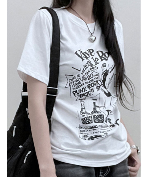 VIVID LADY(ビビッドレディー)の「グラフィック 半袖Tシャツ(Tシャツ/カットソー・レディース・ブラック/ホワイト/ピンク・FREE)」の2枚目の写真