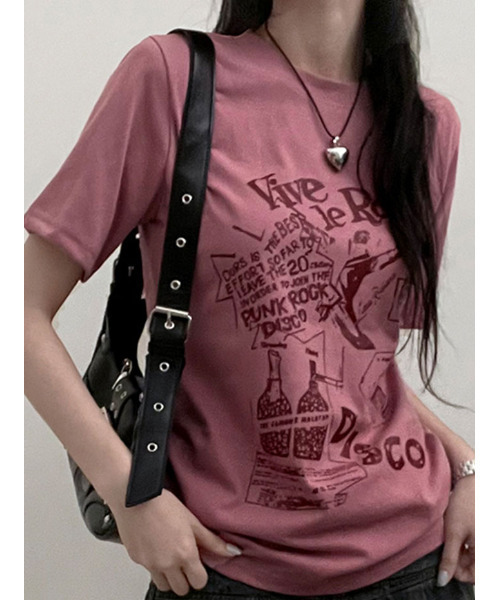 VIVID LADY(ビビッドレディー)の「グラフィック 半袖Tシャツ(Tシャツ/カットソー・レディース・ブラック/ホワイト/ピンク・FREE)」の3枚目の写真