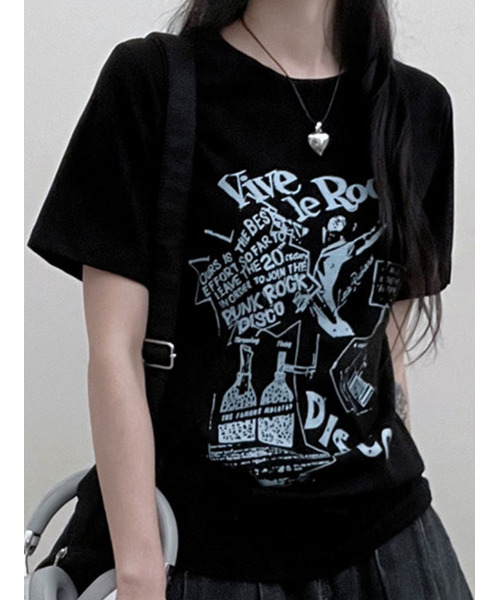 VIVID LADY(ビビッドレディー)の「グラフィック 半袖Tシャツ(Tシャツ/カットソー・レディース・ブラック/ホワイト/ピンク・FREE)」の1枚目の写真