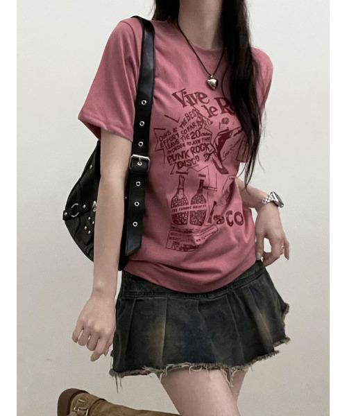 VIVID LADY(ビビッドレディー)の「グラフィック 半袖Tシャツ(Tシャツ/カットソー・レディース・ブラック/ホワイト/ピンク・FREE)」の11枚目の写真