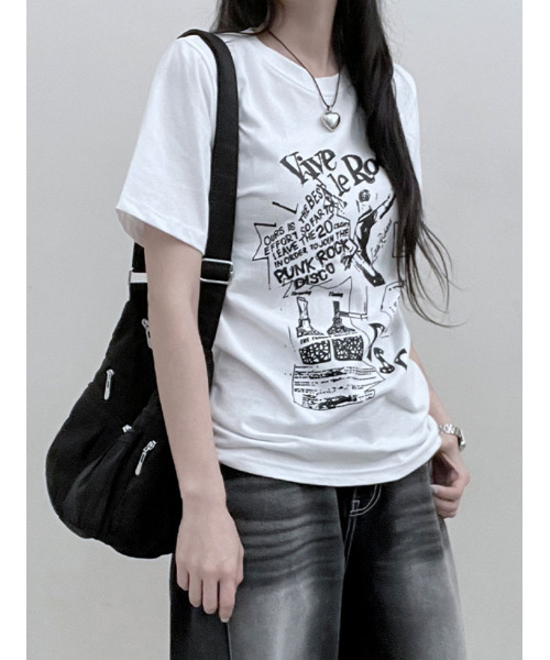 VIVID LADY(ビビッドレディー)の「グラフィック 半袖Tシャツ(Tシャツ/カットソー・レディース・ブラック/ホワイト/ピンク・FREE)」の5枚目の写真