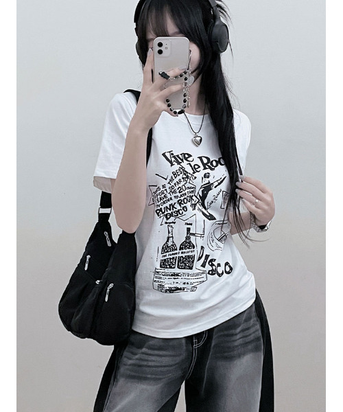 VIVID LADY(ビビッドレディー)の「グラフィック 半袖Tシャツ(Tシャツ/カットソー・レディース・ブラック/ホワイト/ピンク・FREE)」の13枚目の写真