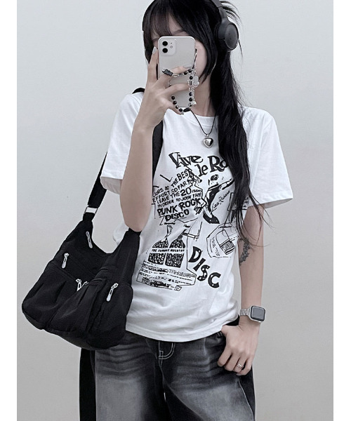 VIVID LADY(ビビッドレディー)の「グラフィック 半袖Tシャツ(Tシャツ/カットソー・レディース・ブラック/ホワイト/ピンク・FREE)」の14枚目の写真