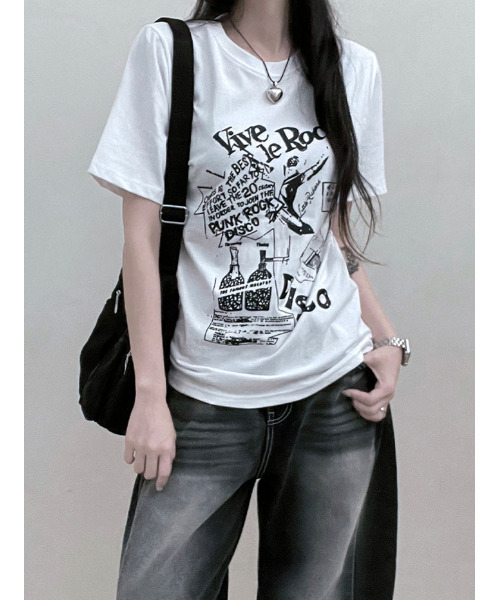 VIVID LADY(ビビッドレディー)の「グラフィック 半袖Tシャツ(Tシャツ/カットソー・レディース・ブラック/ホワイト/ピンク・FREE)」の16枚目の写真