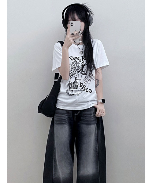 VIVID LADY(ビビッドレディー)の「グラフィック 半袖Tシャツ(Tシャツ/カットソー・レディース・ブラック/ホワイト/ピンク・FREE)」の17枚目の写真