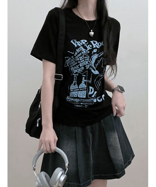 VIVID LADY(ビビッドレディー)の「グラフィック 半袖Tシャツ(Tシャツ/カットソー・レディース・ブラック/ホワイト/ピンク・FREE)」の7枚目の写真