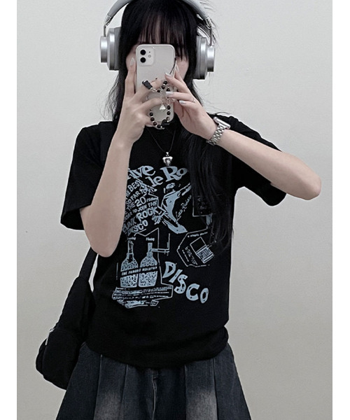 VIVID LADY(ビビッドレディー)の「グラフィック 半袖Tシャツ(Tシャツ/カットソー・レディース・ブラック/ホワイト/ピンク・FREE)」の9枚目の写真
