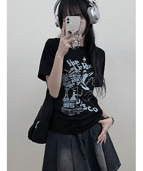 VIVID LADY(ビビッドレディー)の「グラフィック 半袖Tシャツ(Tシャツ/カットソー・レディース・ブラック/ホワイト/ピンク・FREE)」の20枚目の写真