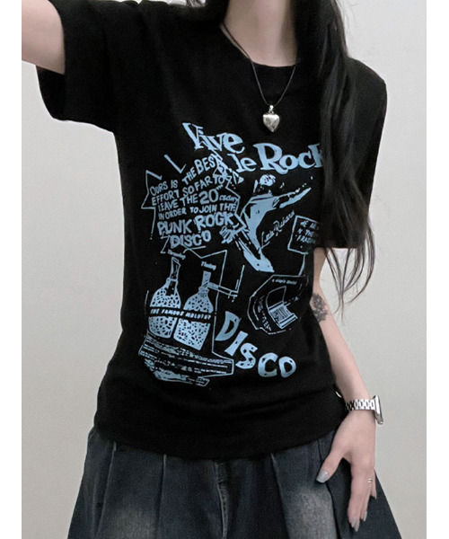 VIVID LADY(ビビッドレディー)の「グラフィック 半袖Tシャツ(Tシャツ/カットソー・レディース・ブラック/ホワイト/ピンク・FREE)」の8枚目の写真