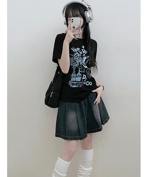 VIVID LADY(ビビッドレディー)の「グラフィック 半袖Tシャツ(Tシャツ/カットソー・レディース・ブラック/ホワイト/ピンク・FREE)」の22枚目の写真