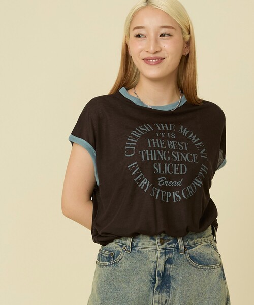tシャツ シアー リンガーロゴTシャツ レディース シアー リンガーロゴTシャツ（Tシャツ/カットソー）｜FREAK'S