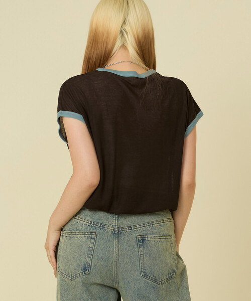 FREAK'S STORE（フリークスストア）の「シアー リンガーロゴTシャツ（Tシャツ/カットソー・レディース・ブラウン/グレー/オフホワイト・ﾌﾘ-）」の18枚目の写真