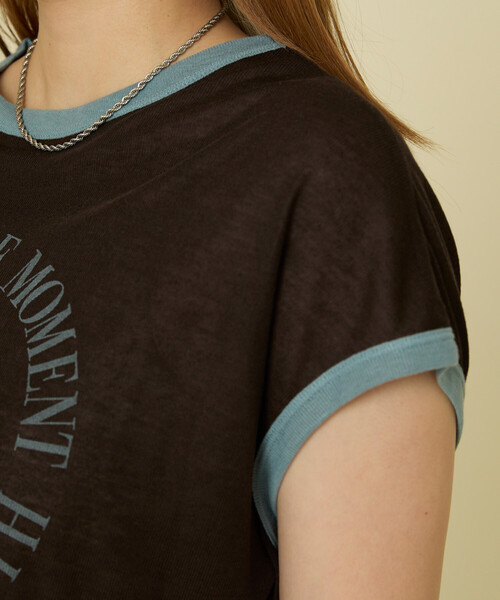 FREAK'S STORE（フリークスストア）の「シアー リンガーロゴTシャツ（Tシャツ/カットソー・レディース・ブラウン/グレー/オフホワイト・ﾌﾘ-）」の16枚目の写真