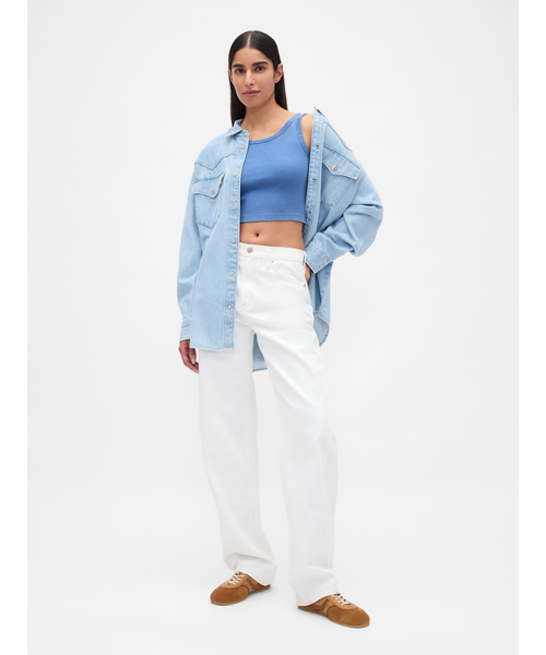 GAP(ギャップ)の「ウォッシュド リブ クロップド タンクトップ(タンクトップ・レディース・ホワイト/ブラック/ブルー・S/M/L/XS/XL/XXS)」の5枚目の写真