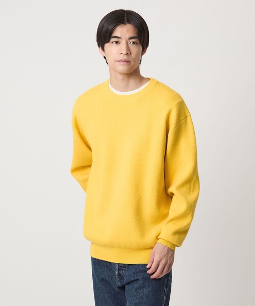 【新品未使用】CALEE ニット　黄色　XL 21AW セール】ダブルフェイス クルーネック ニット（ニット/セーター