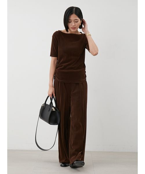 セール】【セットアップ対応】ベロアSET UPウエストゴムイージーパンツ