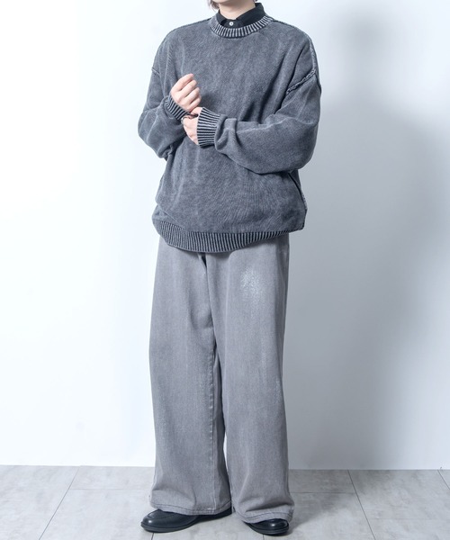 新品 eversince ボックスシルエット ニット セット ヴィンテージライク ピグメント加工 ワンポイント刺繍 プル
