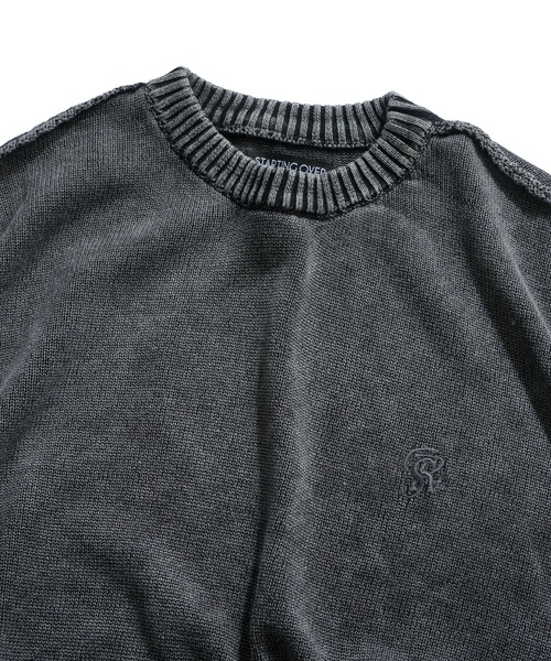 Starting Over（スターティングオーバー）の「ヴィンテージライク ピグメント加工 ワンポイント刺繍 プルオーバー クルーネック コットンニット（ニット/セーター・メンズ・ブラック/マスタード/ベージュ・L/M）」の10枚目の写真