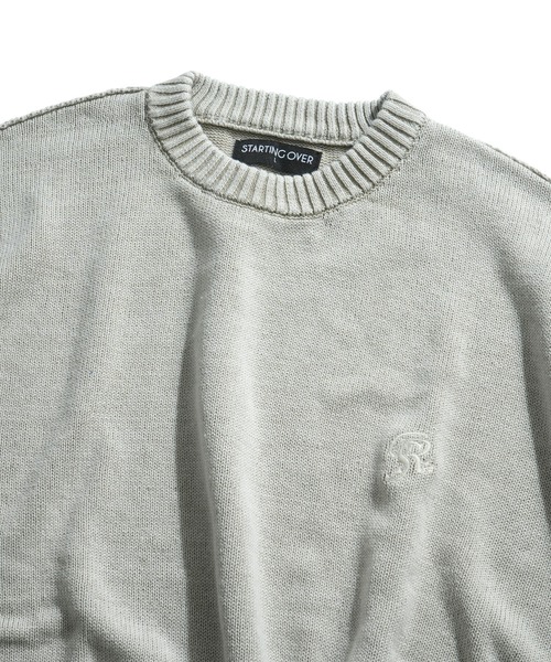 Starting Over（スターティングオーバー）の「ヴィンテージライク ピグメント加工 ワンポイント刺繍 プルオーバー クルーネック コットンニット（ニット/セーター・メンズ・ブラック/マスタード/ベージュ・L/M）」の11枚目の写真